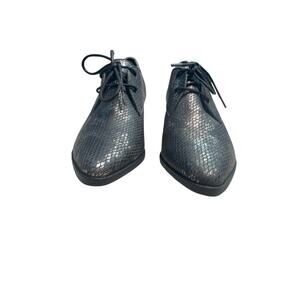 Lucky Brand Women's LK-ERREKA Lace-Up Oxford Pewter Black Metallic Scales Size 6